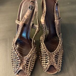 Carlos by Carlos Santana Brown Sandals with Braided Design
